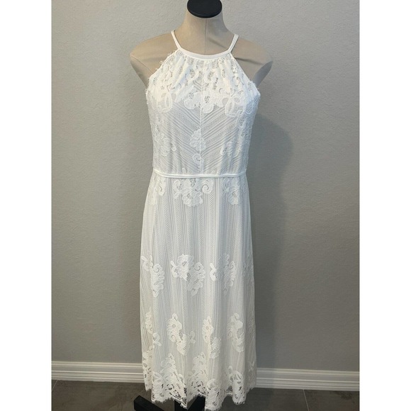 Chelsea & Violet White Lace Midi Dress Size M - Beautiful - Picture 1 of 7